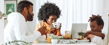 A family eating breakfast